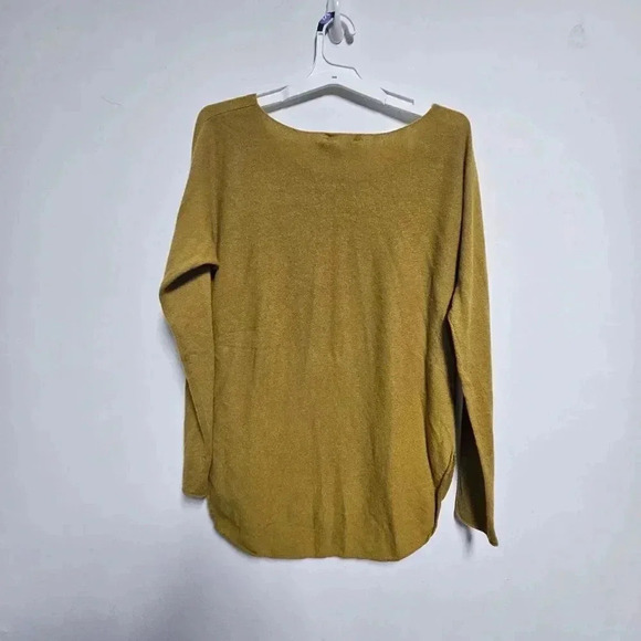 VINCE chartreuse mustard cashmere scoop neck sweater med - Picture 8 of 12